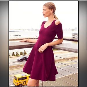 Milly shoulder cut out mini dress in burgundy size medium